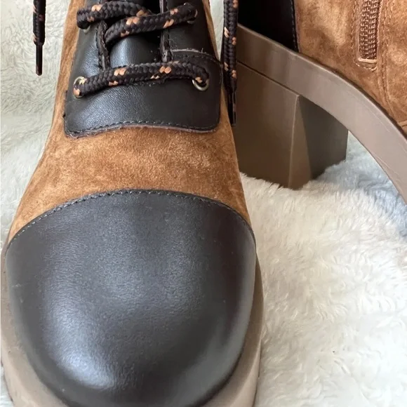 Chelsea & Violet Zaria Brown Leather Suede Lug Sole Platform Booties Sz 9M NEW - Picture 14 of 14